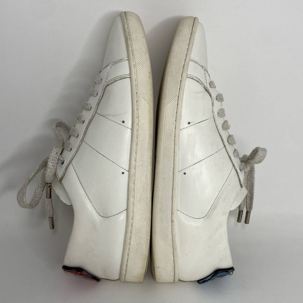 Authentic SAINT LAURENT white leather LIPS CLASSIC COURT Sneakers size 36 - Picture 6 of 12